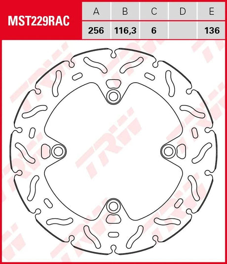 Disque de frein TRW mst229rac. rotor mst229rac rigide
