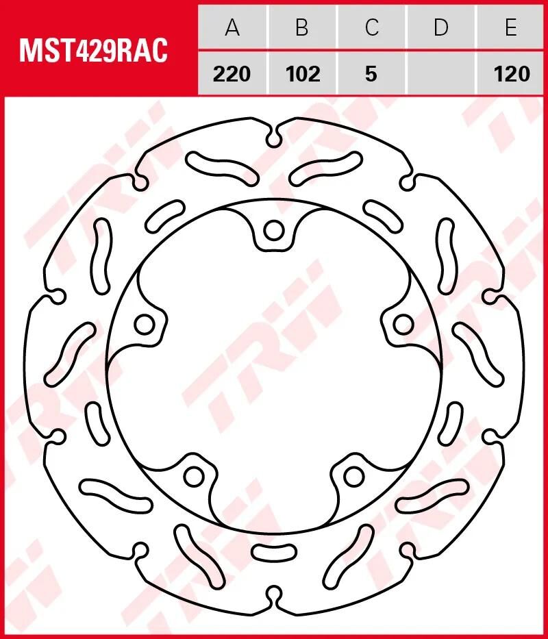 Disque de frein TRW mst429rac. rotor mst429rac rigide