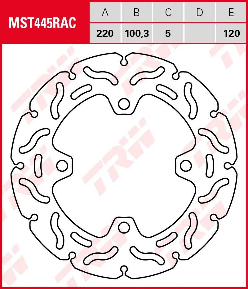 Disque de frein TRW mst445rac. rotor mst445rac rigide