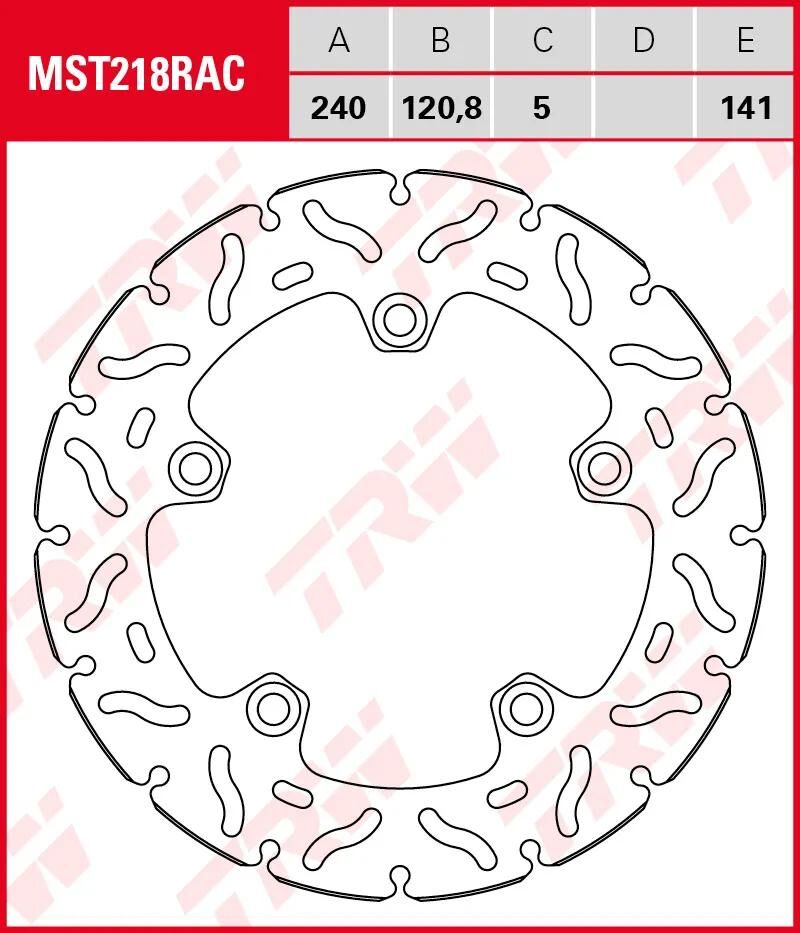 Disque de frein TRW mst218rac. rotor mst218rac rigide