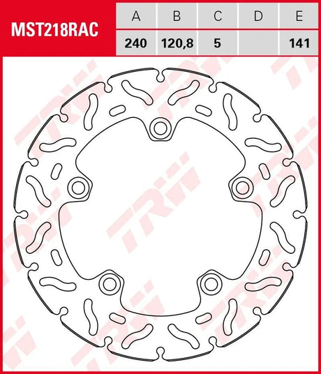 Disque de frein TRW mst218rac. rotor mst218rac rigide
