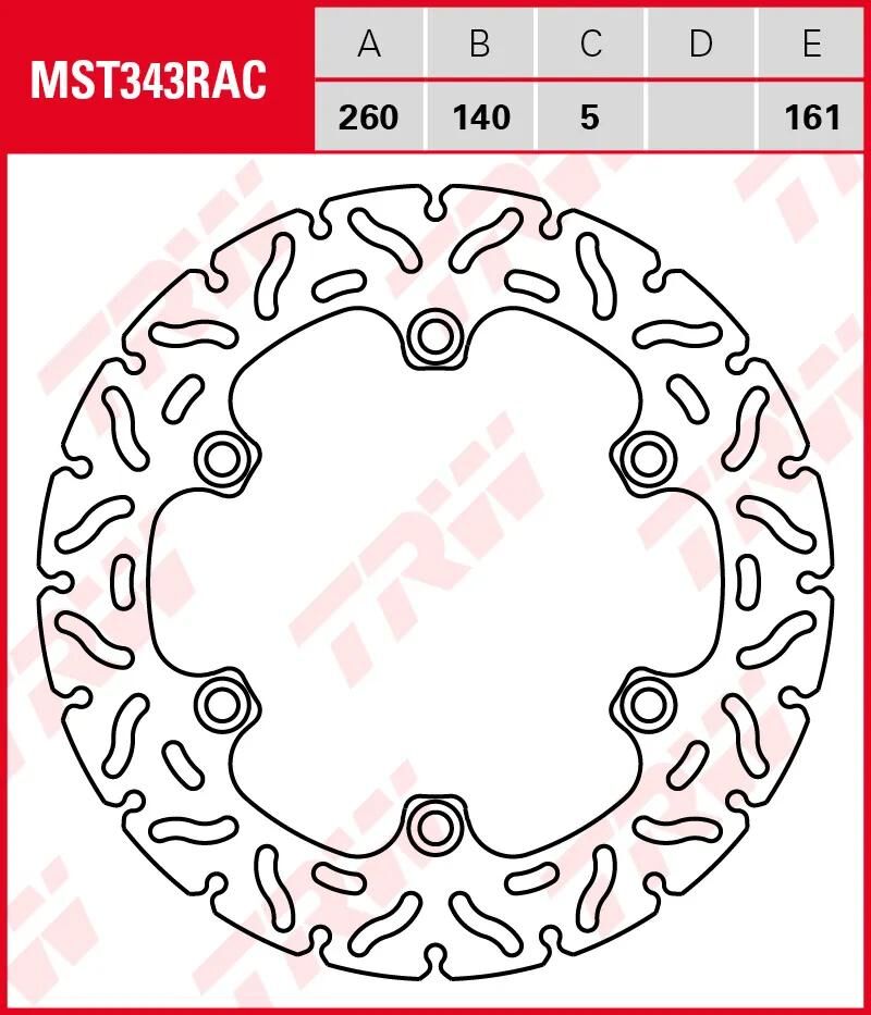 Disque de frein TRW mst343rac. rotor mst343rac rigide