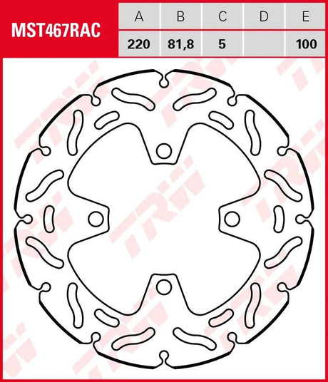 Disque de frein TRW mst467rac. rotor mst467rac rigide