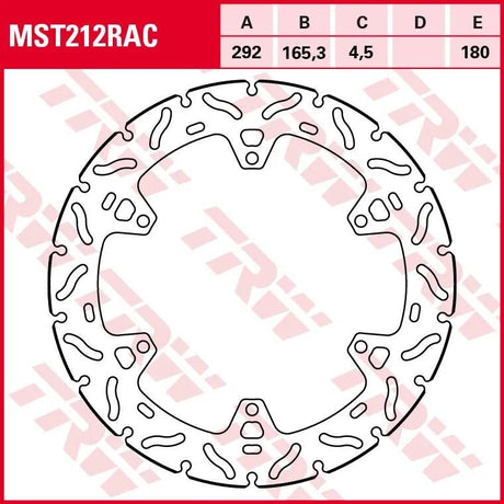 Disque de frein TRW mst212rac. rotor mst212rac rigide