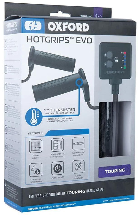 Poignées chauffantes Oxford hotgrips®evo. poignées chauffantes evo t 22+25mm ouvertes 5 vitesses