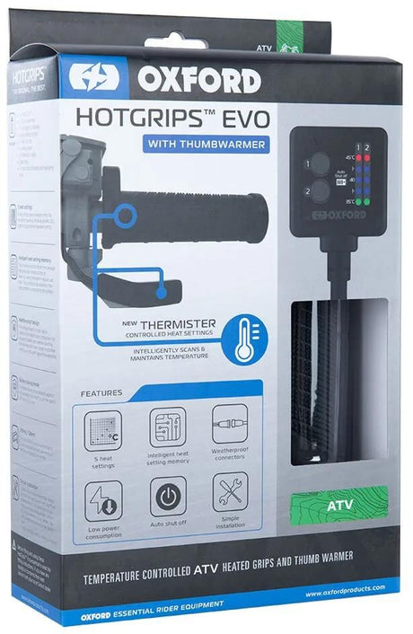 Poignées chauffantes Oxford hotgrips®evo. poignées chauffantes evo a 22+25mm ouvertes double 5 étages