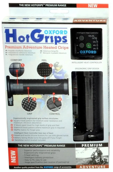 Poignées chauffantes Oxford hotgrips®premium poignées chauffantes pré-a 22+25 mm ouvertes en 5 étapes