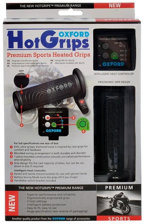 Poignées chauffantes Oxford hotgrips®premium poignées chauffantes pre s 22+25mm ouvertes 5 étapes
