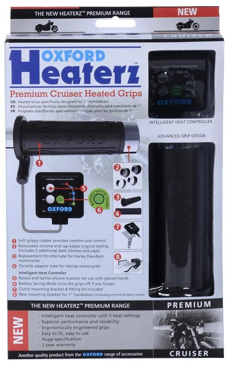 Poignées chauffantes Oxford hotgrips®premium poignées chauffantes pré c 25,4 mm ouvertes 5 étapes
