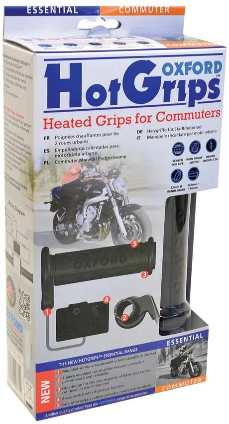 Poignées chauffantes Oxford hotgrips®essentiel . poignées chauffantes commu 22+25mm ouvertes 2 temps