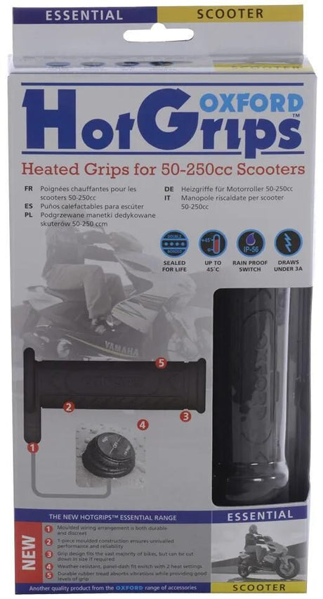 Poignées chauffantes Oxford hotgrips®essentiel . poignées chauffantes scoot 22+25mm ouvert 2 étages