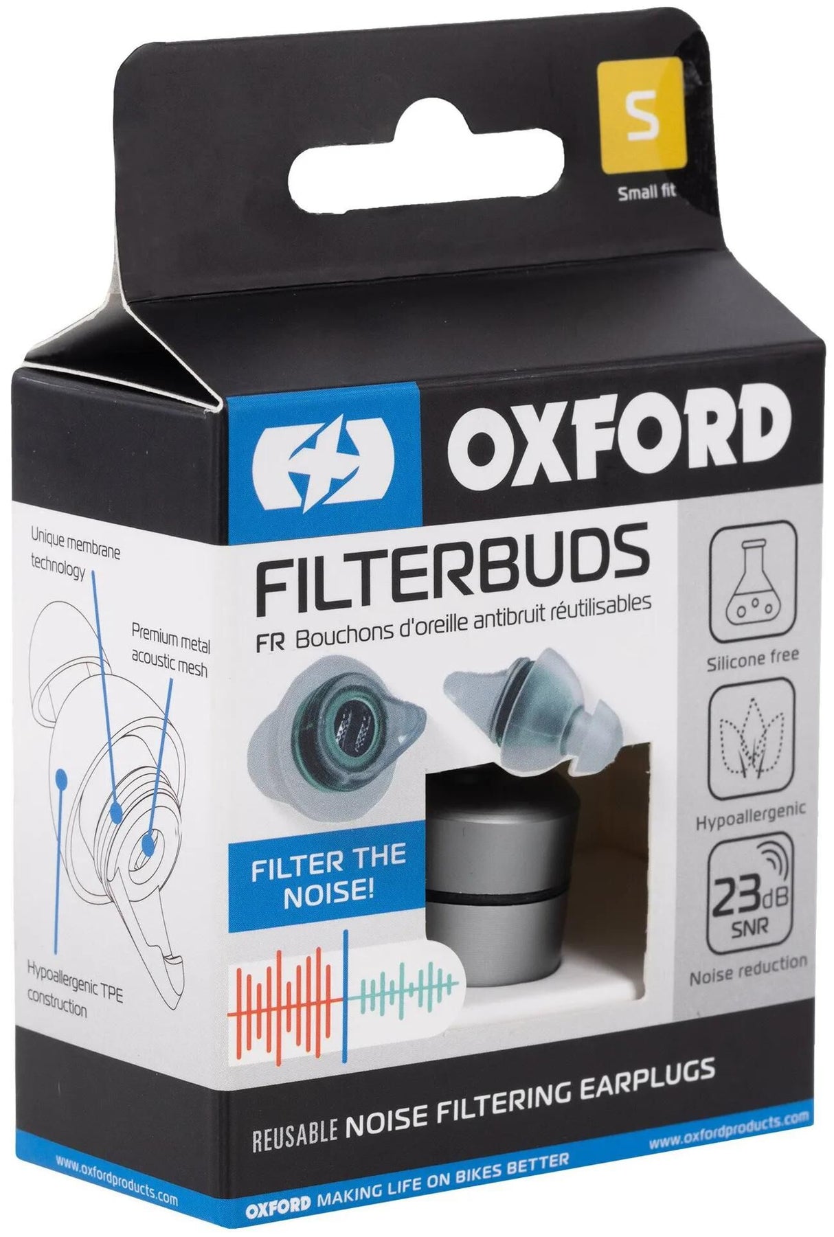 Les bouchons d'oreilles Oxford filtrent les bourgeons. embouts filtrants pour protection auditive, taille petite