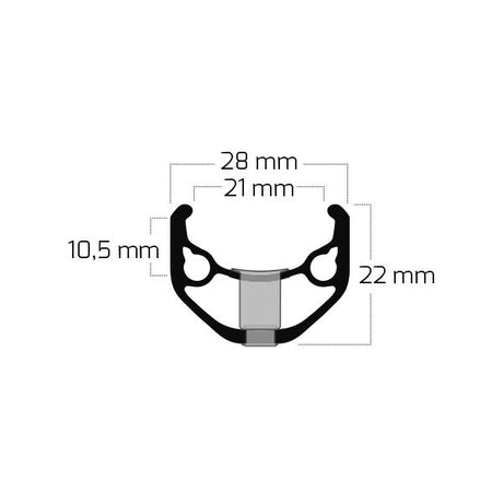 Ryde Velg Zac 421 28 29 622 * 21c Aluminium 36 trous 14g noir aiguisé