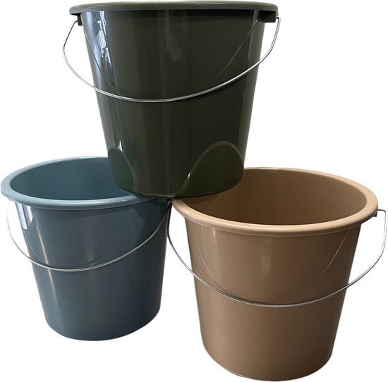 Seau ménager en plastique 10 litres couleurs éco | 25 pièces