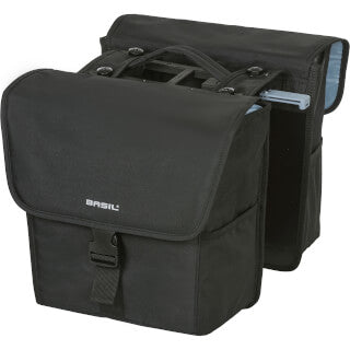 Basil Go-Double Bag Mik, sac double à vélo, noir, 32L, adapté aux transpares de transporteur de transporteurs de systèmes Mik
