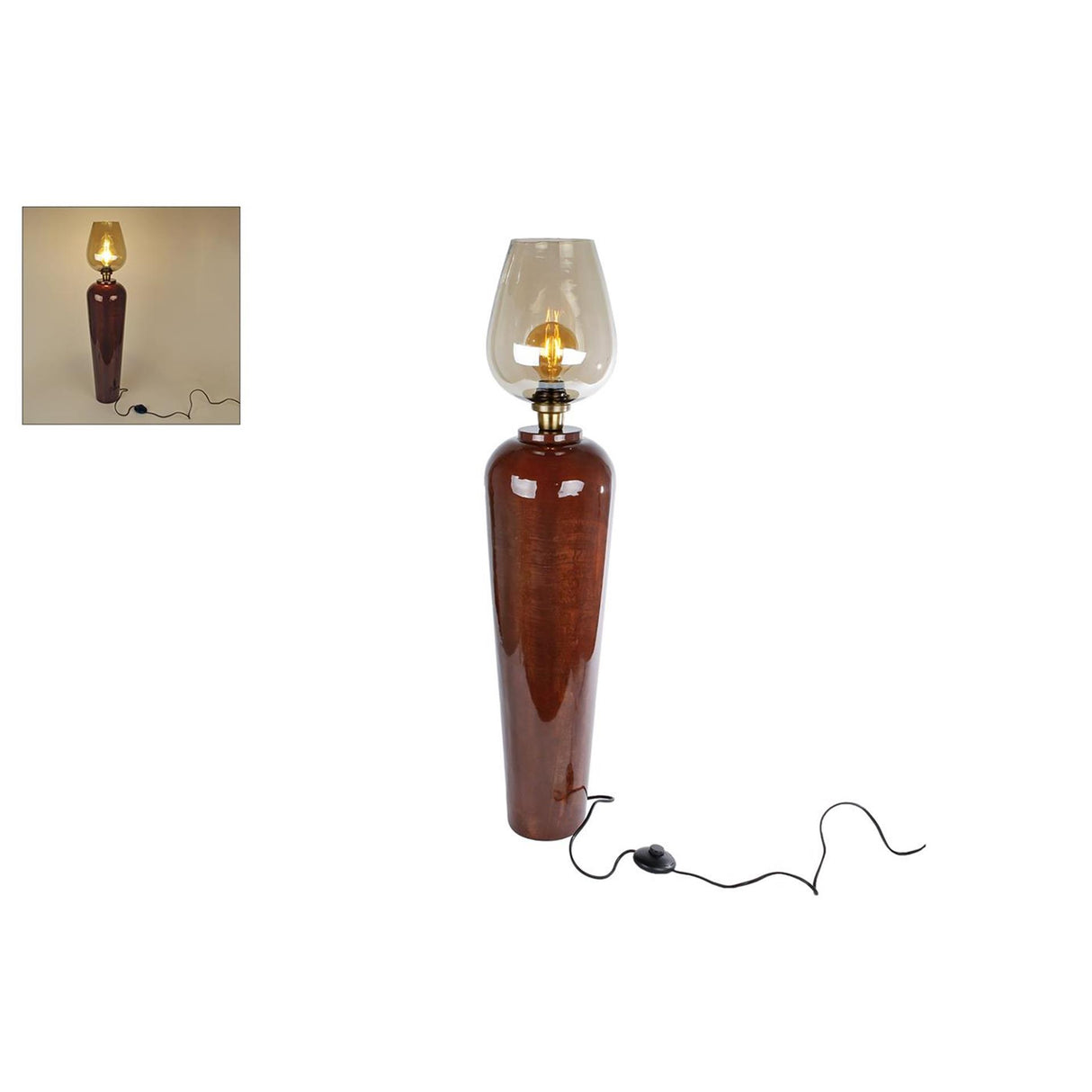 Lampe martin terra verre métal 95cm
