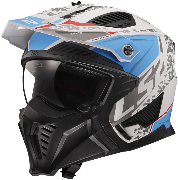 Ls2 casque modulaire of606 drifter devor casque of606 drtifer devor xs blanc bleu mat