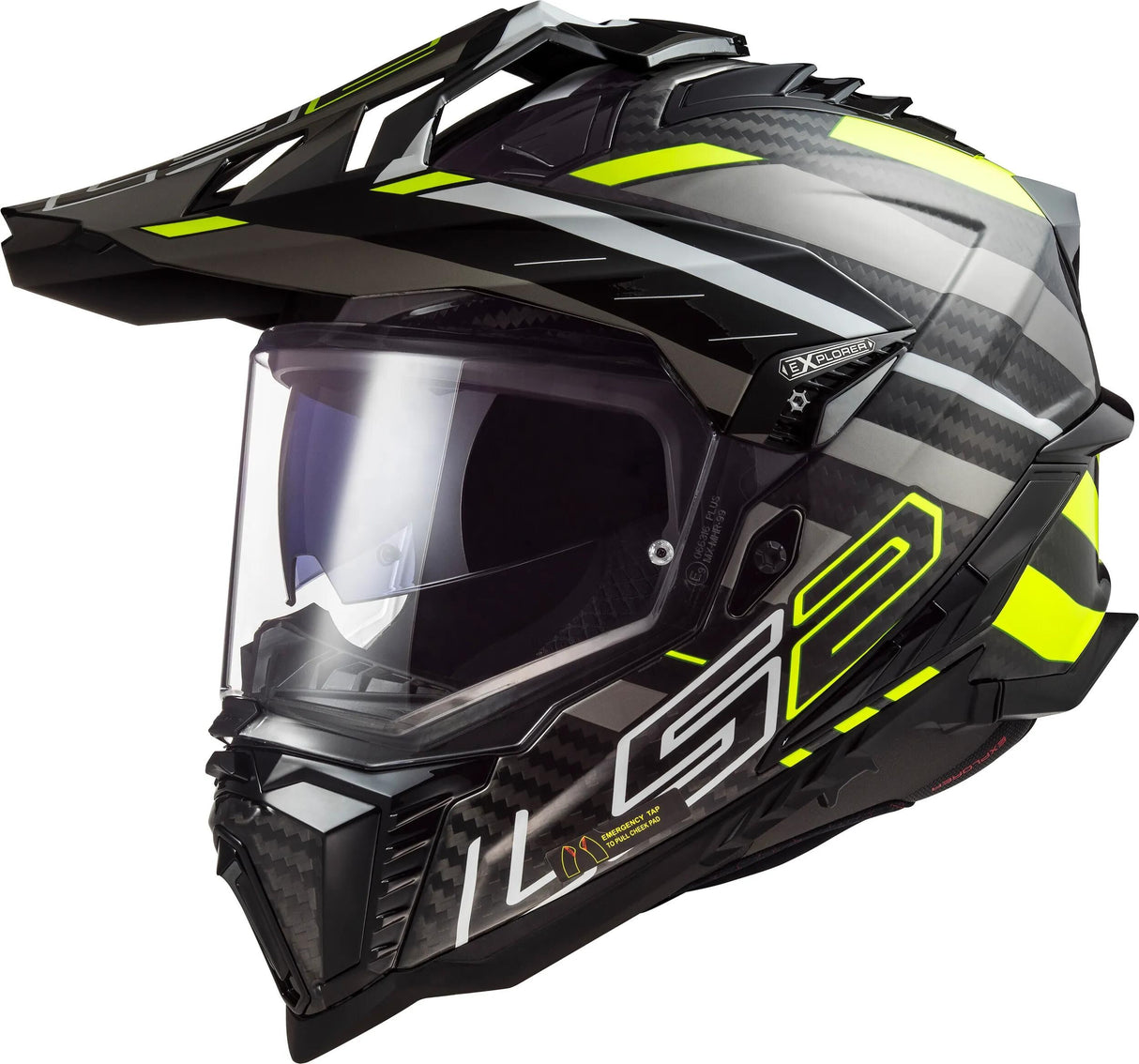 Casque enduro LS2 MX701 Explorer Carbon Edge. casque mx701 exp.car. bord m bl. crier. titane