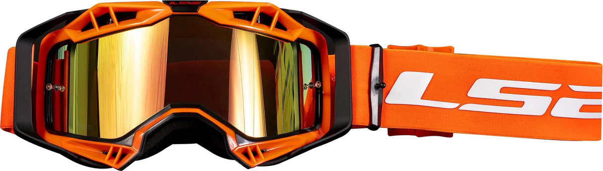 Ls2 aura pro lunettes de motocross lunettes aura pro noir orange fluo