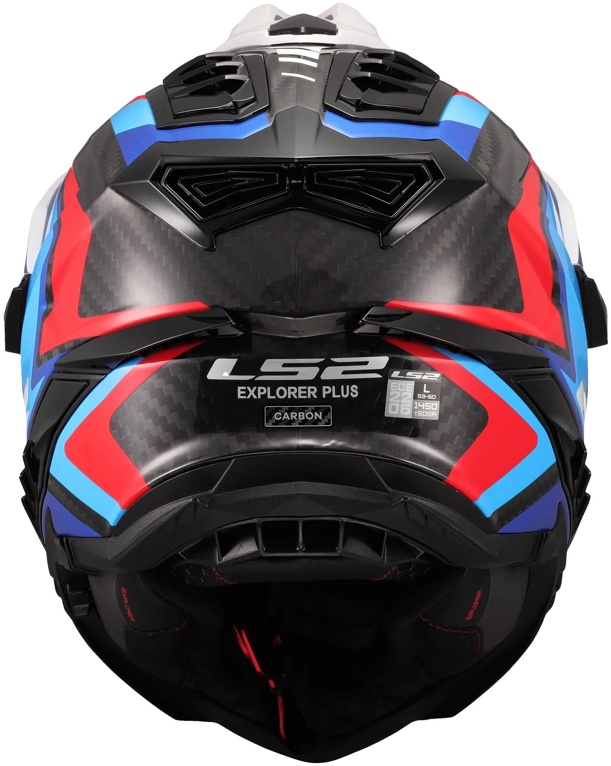 Casque enduro Ls2 mx701 explorer carbon frontier ii, pare-soleil interne, amovible, lavable, hypoallergénique et respirant, mentonnière renforcée, coussinets de joues de sauvetage, casque double doublure en D mx701 expl. car.fr.ii s wh bleu bl