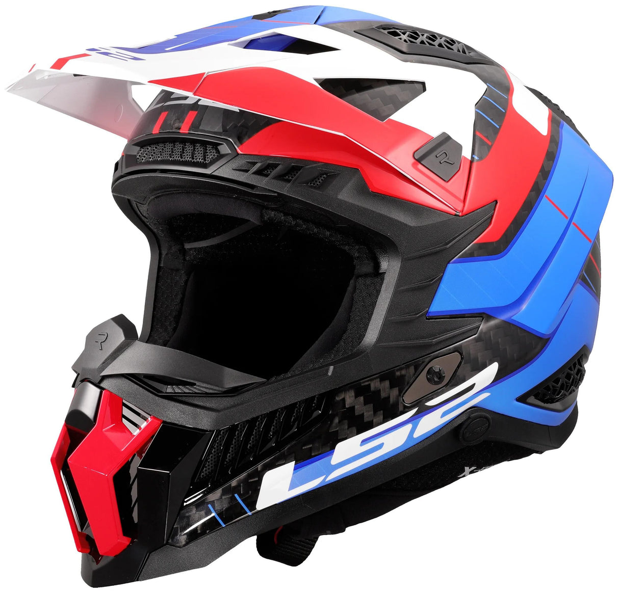 Ls2 casque motocross mx703 x-force galuo casque x-force galuo blanc rouge bleu taille xl