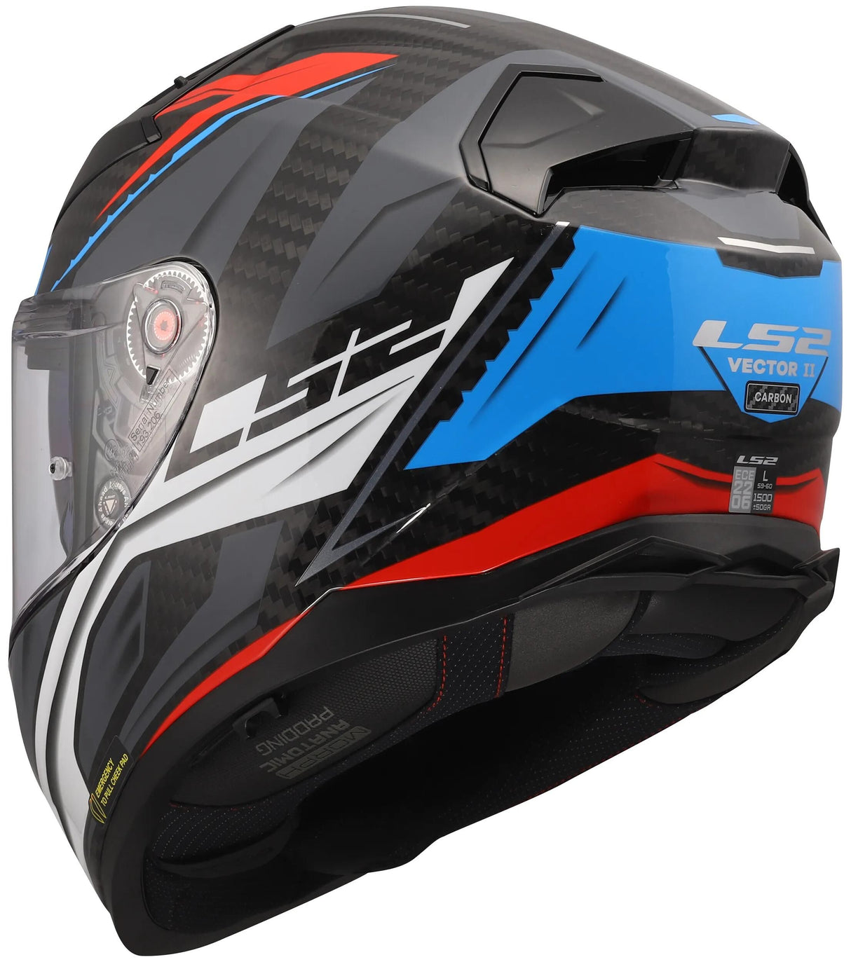 Casque intégral LS2 FF811 Vector II Carbon Savage. casque ff811 vecteur i c savage blanc bleu rouge m