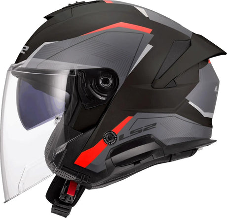 Casque jet Ls2 de618 verso ii casques air de618 verso i air noir rouge gr. je