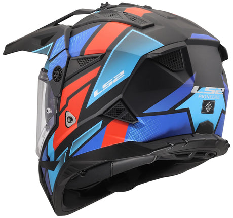Casque enduro Ls2 mx702 Pioneer ii block casque mx702 Pioneer block noir mat rouge bleu