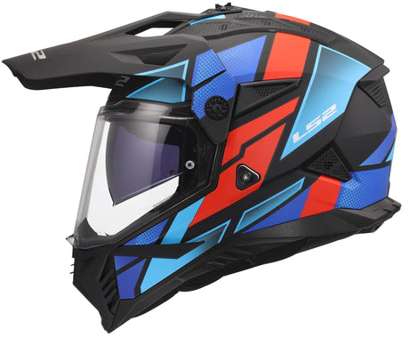 Casque enduro LS2 MX702 Pioneer II Block. casque mx702 Pioneer Block noir mat rouge bleu
