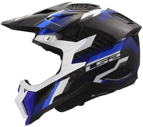 Casque de motocross Ls2 MX703 x-force phantom, respirant et hypoallergénique. casque mx703 x-force phantom bleu blanc l