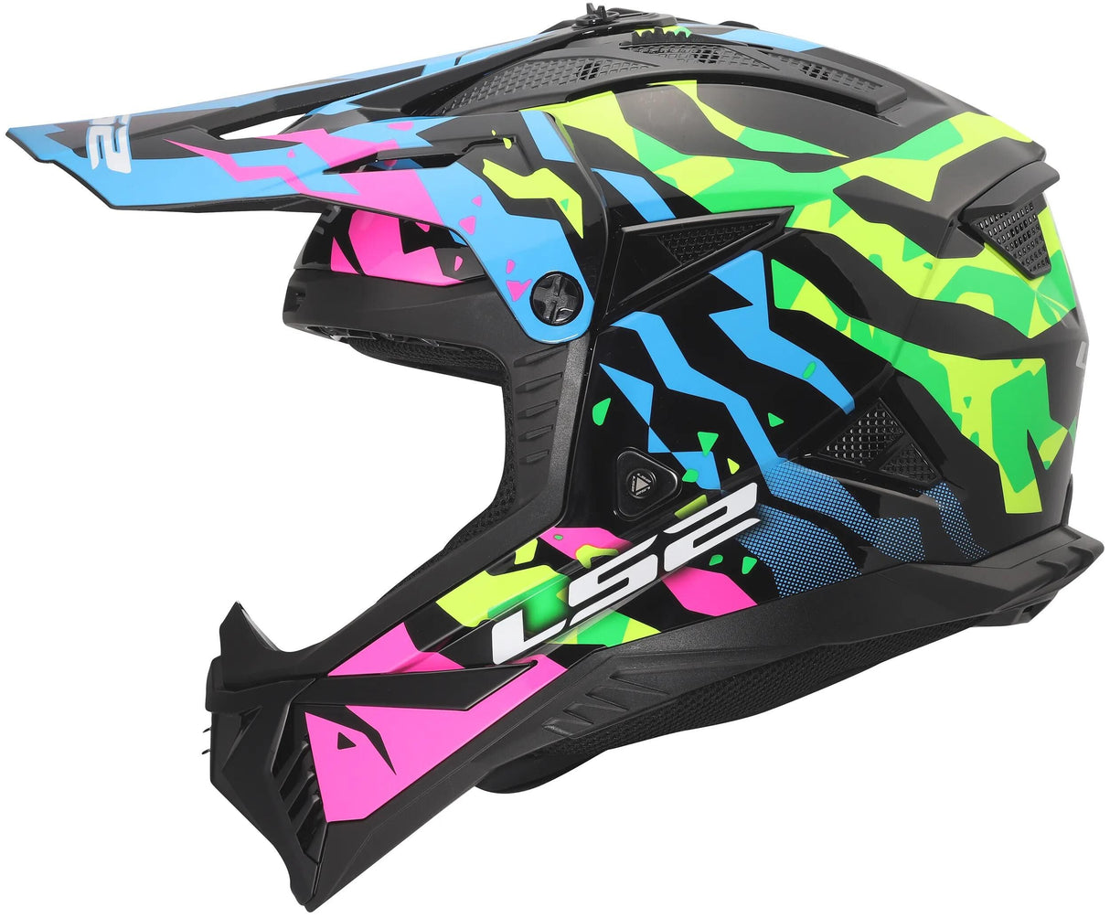 Ls2 casque de motocross mx708 fast ii casque grotesque mx708 fast ii grotesque bl rose vert x