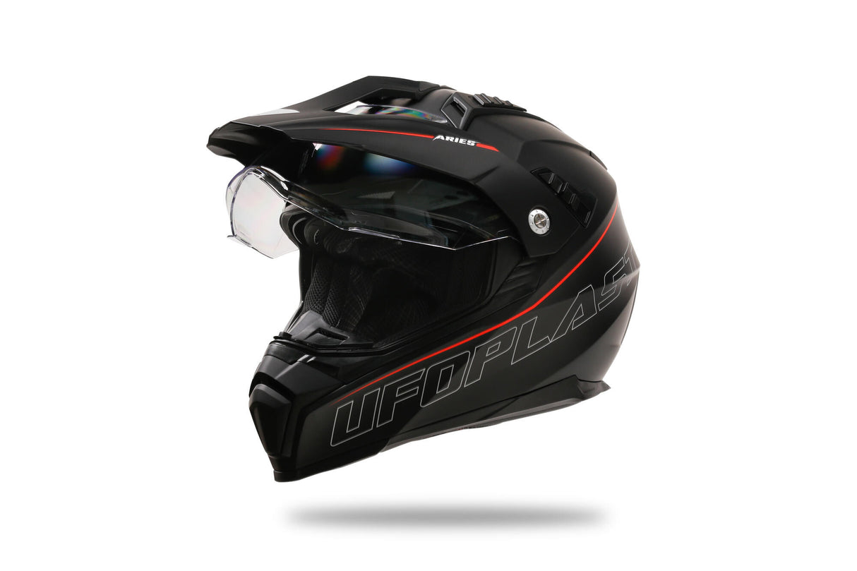 Casque enduro Ufo plast casque aries aries l noir rouge
