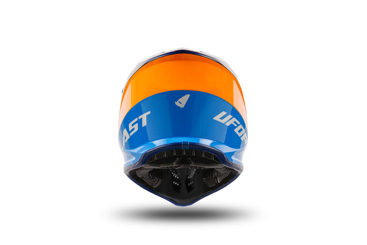 Casque motocross enfant Ufo plast korey, casque amovible ufo plst korey s bleu orange