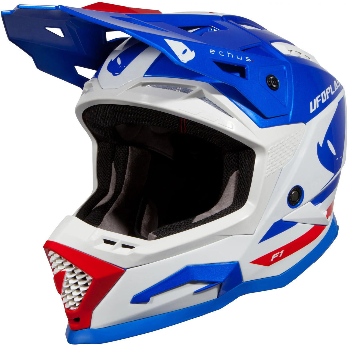 Casque motocross Ufo plast casque echus echus xs bleu blanc rouge