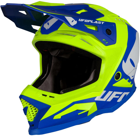 Casque motocross Ufo plast casque echus echus xxl bleu jaune. Mat