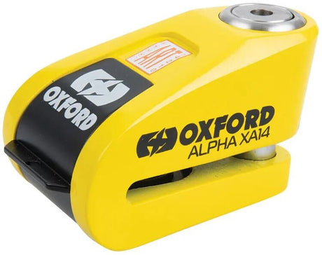 Oxford – verrou de disque de frein alpha xa14, verrouillage du rotor, alarme jaune et noir
