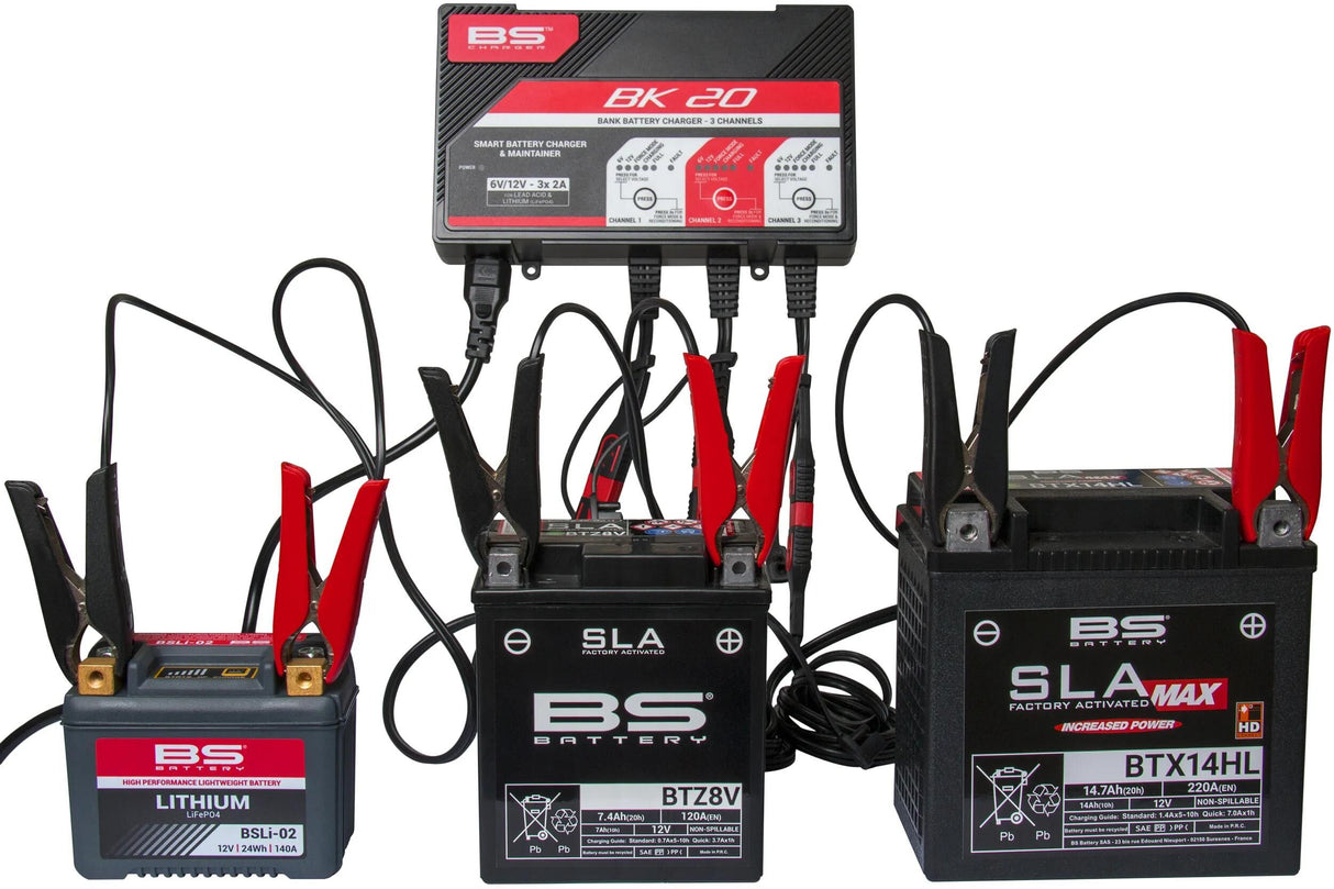 Chargeur de batterie BS bk20, chargeurs multiples. chargeur bk20 bs 3x2,0a