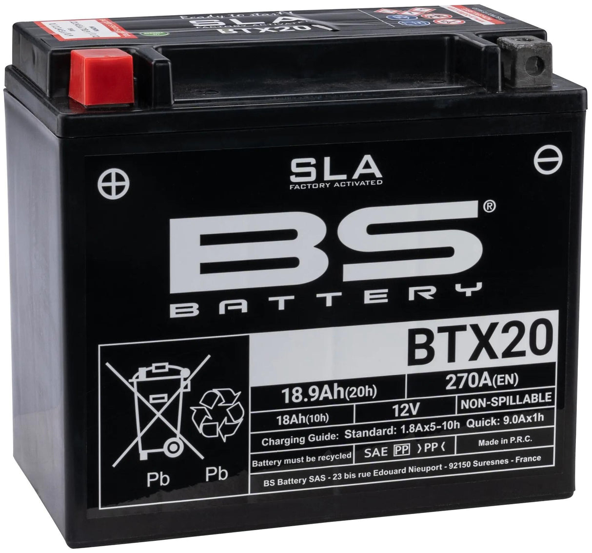 Batterie BS bgz20h btx20h. batterie btx20h bs sla