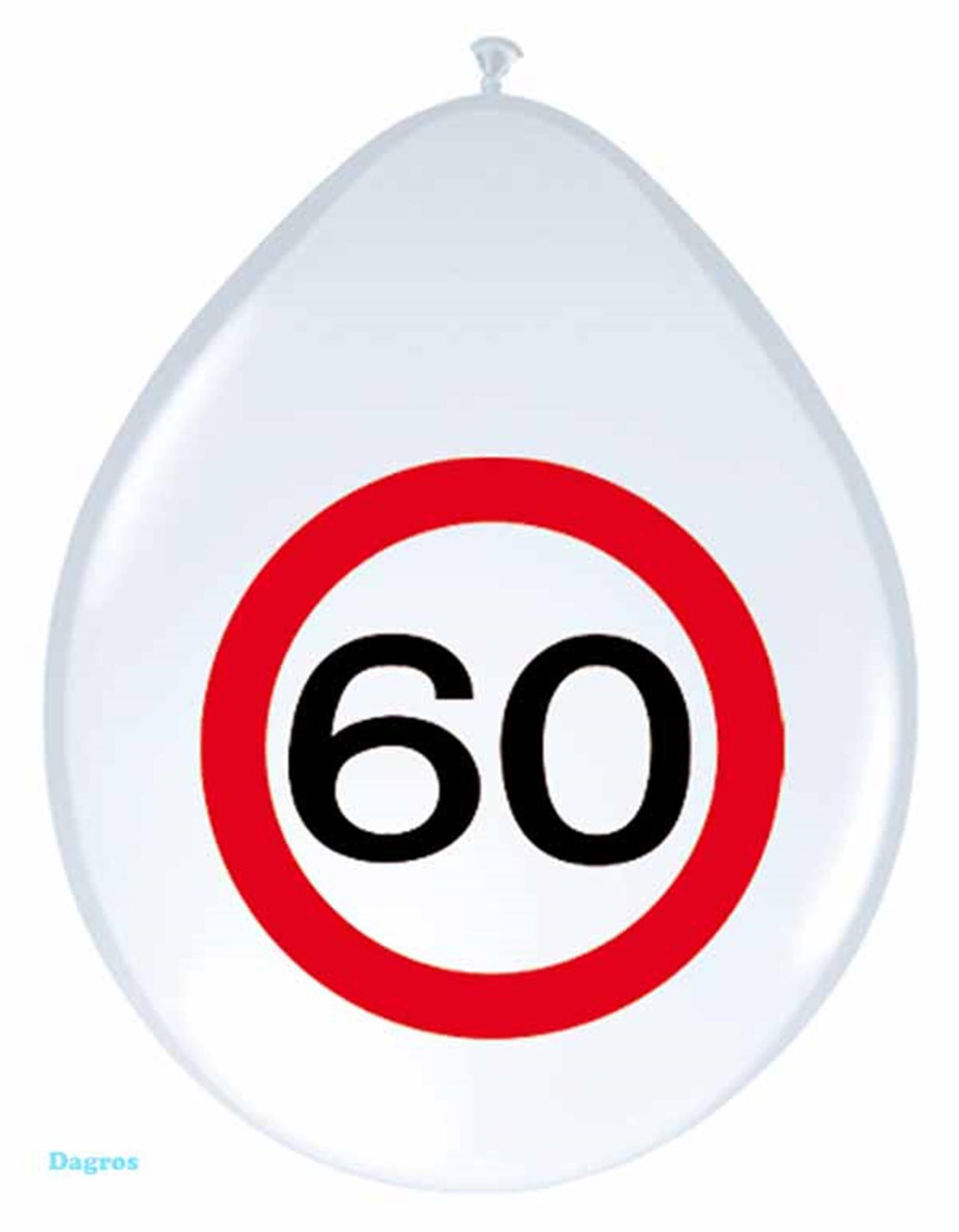 Ballon 30cm panneau de signalisation 60 ans, pack de 8 pcs