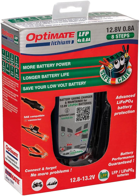 Chargeur de batterie Tecmate optimisé lithium 4s 0,8a . chargeur optimal 4s lithium 0,8a