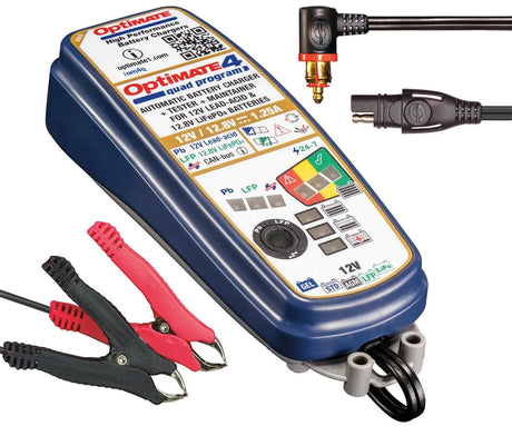Le chargeur de batterie Tecmate optimise le programme 4 quad. chargeur optomate 4 quad progr.12 volts