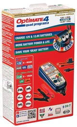 Le chargeur de batterie Tecmate optimise le programme 4 quad. chargeur optomate 4 quad progr.12 volts