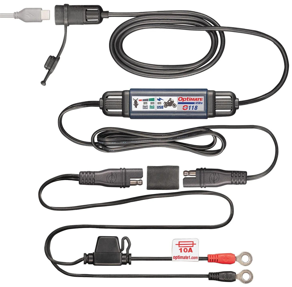 Chargeur USB Tecmate Optimate O-118 Chargeur USB-C Optimate m. Connexion SAE 200cm