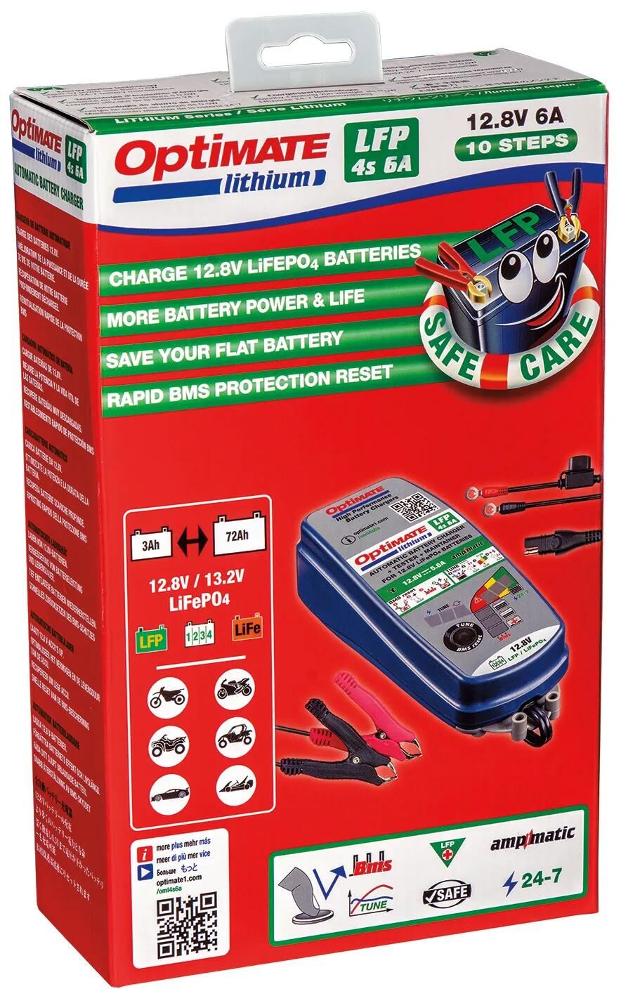Chargeur de batterie Tecmate optimisé lithium 4s 6a. chargeur optimal 4s lithium 6a
