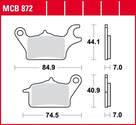 Plaquettes de frein TRW MCB 872 plaquette de frein MCB 872 norme organique