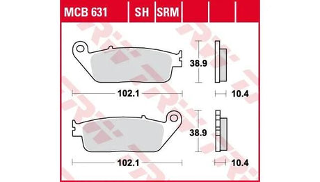 TRW plaquettes de frein mcb 631 plaquette de frein mcb 631 srm métal fritté