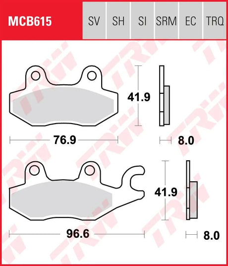 Plaquettes de frein TRW mcb 615 plaquette de frein mcb 615 si métal fritté