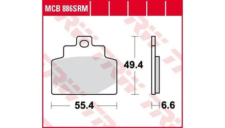 TRW -lucas plaquettes de frein mcb 886 plaquette de frein mcb 886 srm métal fritté