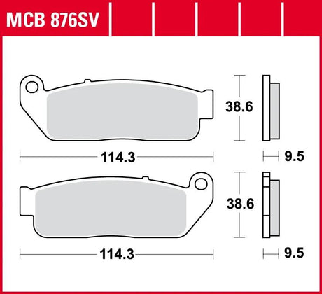 TRW plaquettes de frein mcb 876 plaquette de frein mcb 876 sv métal fritté