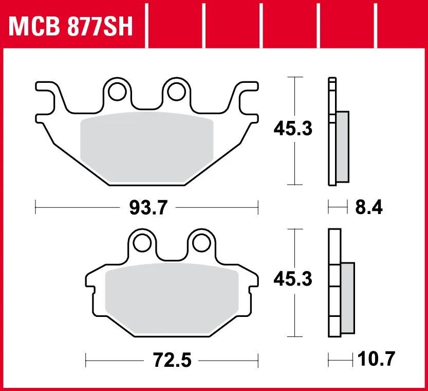 TRW plaquettes de frein mcb 877 plaquette de frein mcb 877 sh métal fritté